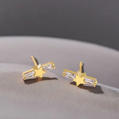 Best-selling High Quality S925 Minimalist Jewelry Star Shaped Design 925 Sterling Silver Stud Earring for Women
