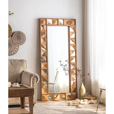 Vintage Antique Wood Frame Home Decor Classic American Mirror Farmhouse Wood Floor Mirror Frame for Home Living Room