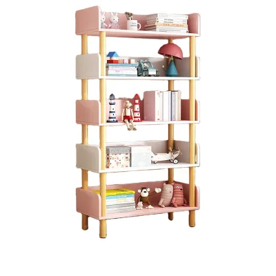 Factory Wholesale Wooden  5 Shelf  Bookshelf with Storage Shelves for Bedroom Living Room School Hotel