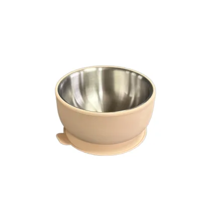 Baby Feeding Silicone Suction Stainless Steel Kids Dining Bowl Food Grade Leak Proof BPA Free Eco-Friendly Reusable