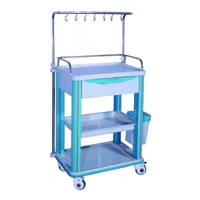 Adjustable Transport Equipment Clinic Pole High Quality ABS Emergency Crash Cart Medical Cart IV Nurse Patient Treatment Trolley