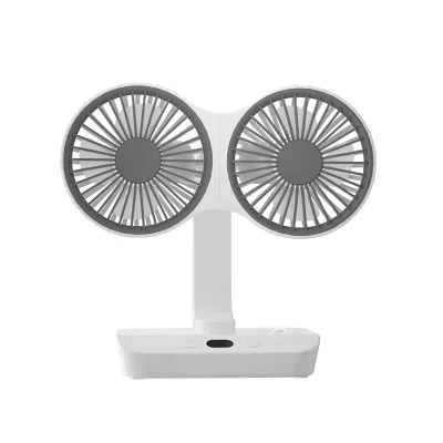 USB Rechargeable Dual Head Oscillating Fan 360 Degree Rotation 4 Gears Portable Wearable for Office Home Outdoors