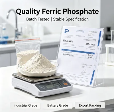 High Purity Ferric Phosphate Anhydrous FePO4 Stable D50 Tap Density for Lithium Iron Phosphate Battery Production
