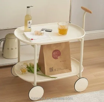 New Rack for Household Goods Double Layers Small Cart 2 Tier Removable Rolling Storage Rack Cart