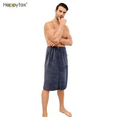 2021 New Style High Quality Microfiber Mens Bath Robe Spa Shower Bath Wrap Towel Skirt With Custom Logo
