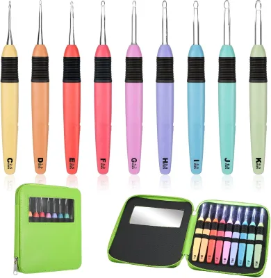 2.5-6.5mm LED Lighted Crochet Hooks Portable Knitting Needles Tool Comfortable Smooth Handle Simple Style Yarn Weaving Needles