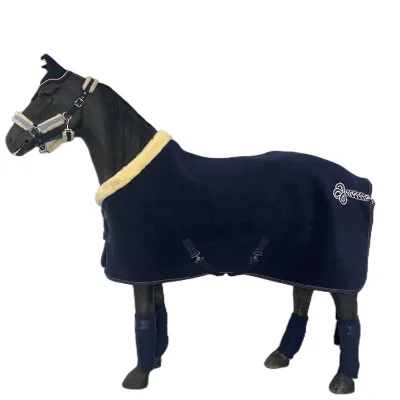 Wholesale Custom Horse Rug Anti-Static Navy Color Collar Polar Fleece Breathable Blanket Waterproof Winter Standard Neck