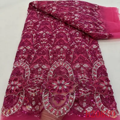 Luxury Wholesale Hand Made Beaded Lace for Women Bridal Fabric and Wedding Material