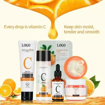 Korean Private Label Anti-Aging Face Serum Skin Care Set Natural Organic Vitamin C Niacinamide Whitening Brightening Exfoliation