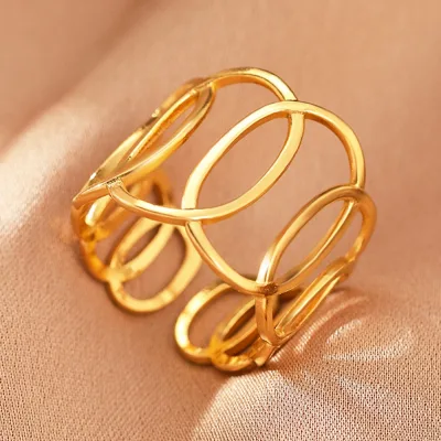 Creative Design Women Gold Plated Stainless Steel Titanium Rings Set Bohemian Hip Hop Fashion Open Wedding Engagement Rings