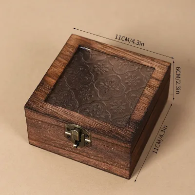 Small Wooden Box Wooden Dressing Table Decoration Luxury Square Wooden Jewelry Storage Box