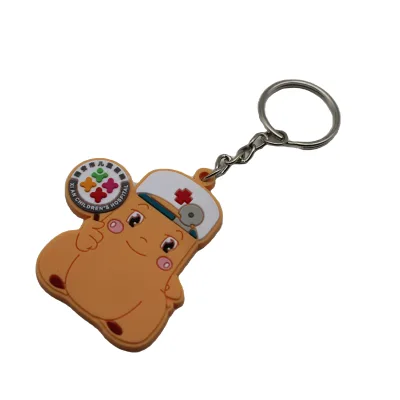 Custom Cartoon Nurse Mascot Soft PVC Keychain Hospital Promotional Souvenir Key Ring