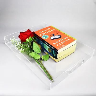 Luxury Hotel Kettle Acrylic Tray for Coffee and Foods Display Serving Perspex Home Kitchen Tray Modern clear Acrylic Table Tray