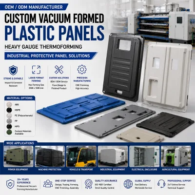 Custom Vacuum Formed ABS Plastic Panels Heavy Gauge Thermoforming Industrial Protective Panel OEM Manufacturer Heat/Fire