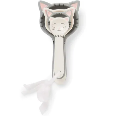 Custom Personalized Cats Shaped Wedding Favors 1 1/2 1/4 Metric Teaspoon Ceramic Measuring Spoon Set