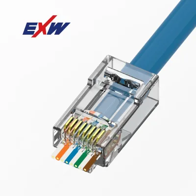 High Performance CAT5 UTP Modular Plug Ez Type Cat5e Cat6 8p8c Shielded Pass Through Ethernet Rj45 Cable Connector