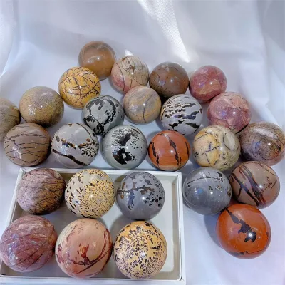 Hot Sell Natural Healing Crystal Stones Picture Jasper Stone Ball Sphere for Decoration Meditation