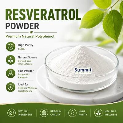 Premium Pure Trans-Resveratrol Powder 98% Water Soluble Resveratrol Food & Cosmetic Grade Raw Material for Dietary Supplement