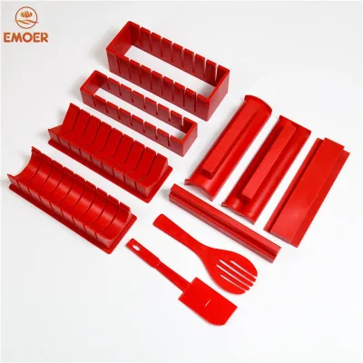 EMOER Square Sushi Set Circular Sushi Mold Set of 10 Pieces English Standard Packaging