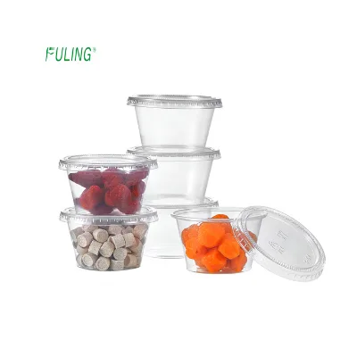 Restaurant Mini Take Away Round clear Plastic Dessert pp 4oz Takeout Portion Disposable Soy Sauce Cup with Lids