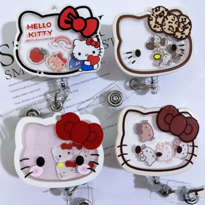 Popular Shake Acrylic Badge Reel Nurse KT Cat Doctor Nurse Retractable Easy-pull Buckle Student Work Card