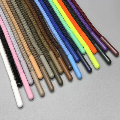 Sports Pants Waist Cord 5MM Thick Solid Cord Colorful Metal Tips Drawstring Hat Cord for Garment Use