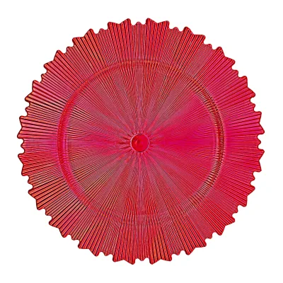 Manufacturers Customized Disposable Wedding Charger Plates Electroplated PP Red Plastic Classic Style for Western Restaurants