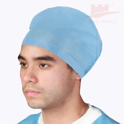 Disposable Non-Woven Blue Head Cover Hair Net Surgical Hat Round Doctor Cap