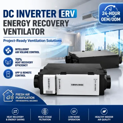 DC Inverter Whole House Heat Recovery Ventilator with HEPA Filter Smart Control and Fresh Air Purification