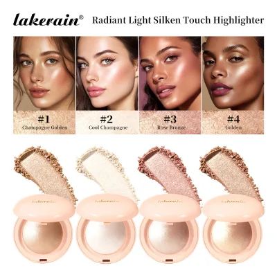 Vegan Highlighter Powder, Waterproof OilControl SmudgeProof TransferResistant Shimmer Body & Face Highlighter Cosmetic Makeup