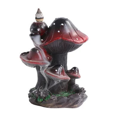 Mushroom Incense Burner Resin Back Flow Creative Home Decor for Fall Wholesale Mountain Water Incense Burner