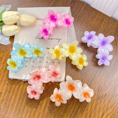 European and American Style Hawaii Beach Flower Hair Clips Colorful Vacation Summer Egg Flower Large Size Women's Hair Claw