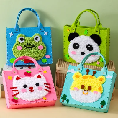 DIY Embroidery Doll Set,Cartoon Animal Sewing Craft Kit,beginner Sewing Kit for Kids,Punch Needle Embroidery Kits