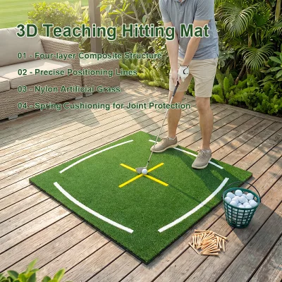 3D Hitting Mat, Durable Golf Practice Mat with Shock-Absorbing Layer for Indoor Simulator Outdoor Practice