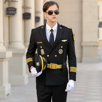 Black Color Wholesale Design 6XLGuard AviationCompany Officer Security Coats Guard Security Uniform for Hotel Wear