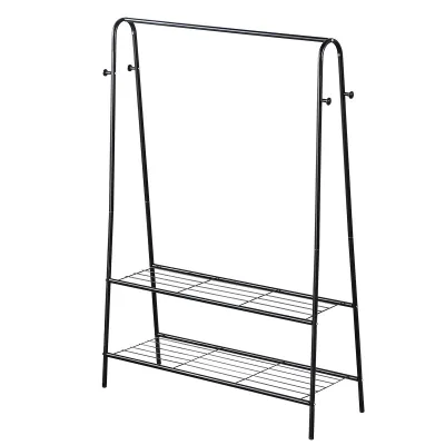Two-Tier Shelf Clothes Organizer Clothes Drying Rack Multi-function Triangle Coat Rack Garment Rack with Removable Wheels