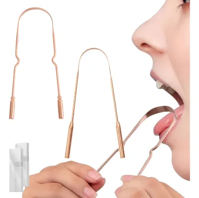 Pure Copper U Shape Oral Tongue Coating Cleaning Tongue Scraper Effective Remove Bad Breath Oral Care Hygiene
