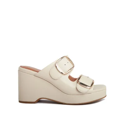 Custom Wedge Shoes Manufacturer Summer Girl's Casual Double Buckle Straps Wedge Slipper Sandals Custom Casual Wedge Sandals