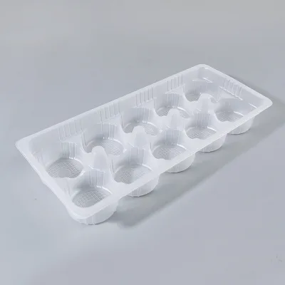 Zeqiu Custom 10 Steamed Buns Translucent Rectangular Food-grade Plastic Disposable Blister Packaging Box 10-grid 4.5cm Grid Tray