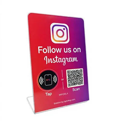 acrylic social media plaques QR Code Stand Instagram Logo Acrylic Material Tabletop Mount | No APP No Fees Compatible