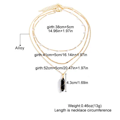 Hot-selling Hexagon Column Crystal Natural Stone Necklace Hand-wound Natural Stone Winding Pearl Necklace