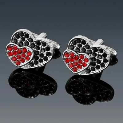 2026 New Arrivals French Rhinestones Cufflinks Valentine's Day Gifts for Couples Hearts Luxury Cufflinks High Quality Souvenirs