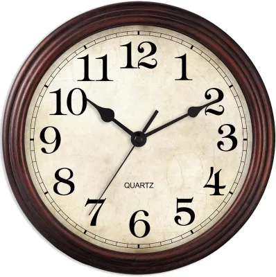 12 Inch Retro Country Style Wall Clock Quartz Single Face Plastic Decorative Clock Silent No Tick for Kitchen Living Room Direct