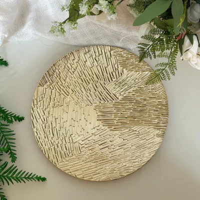 13 Inch Gold Plastic Charger Plates for Wedding Hotel Party Decor and Special Event Table Setting Arrangements