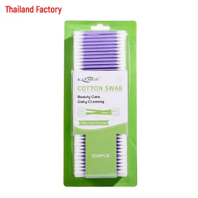 Factory Price Oem Q-tips 500 Purple Paper Sticks Cotton Buds With Suction Card Package