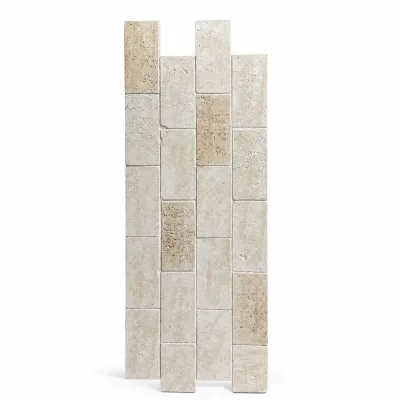 Interlocking Travertine-Look PU Decorative Wall Panel for Exterior Wall Cladding, Customizable Roman Cave Stone Cultural Stone
