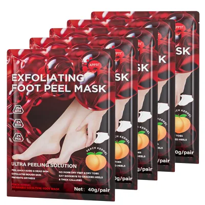 Peach Kernel Salicylic Acid Ultra Peeling Solution Instant Visible Sock Exfoliating Foot Peel Mask Moisturizing Smooth Foot Mask