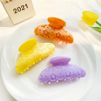 2024 Wholesale Flower Women Hair Claw Acetate Hair Clips Elegant Colorful Hollow Out Claw for Girls Hair Accessories