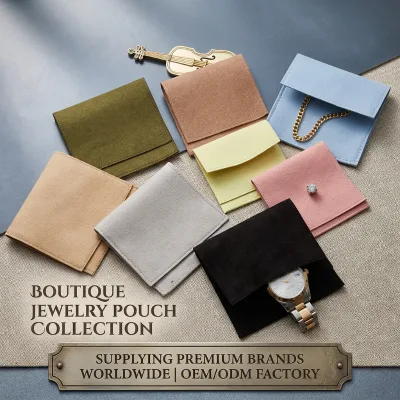 8x8cm Luxury Flat Envelope Suede Microfiber Jewelry Pouch Gift Pouches Jewelry Packaging Bag for Jewelry Box