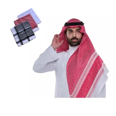 Woven Jacquard Arab Head Scarf Men Kuffiyeh Palestine Scarf Yashmagh Shemagh Black Arafat Scarf for Men